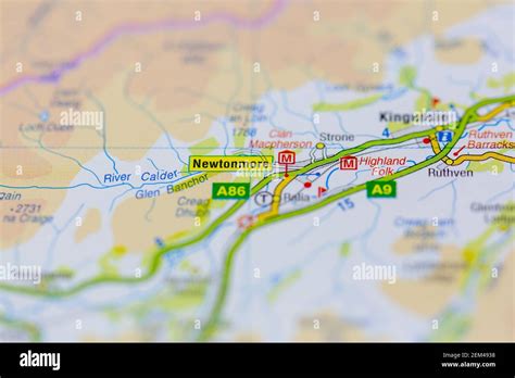 Newtonmore shown on a road map or geography map Stock Photo - Alamy