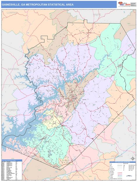 Gainesville, GA Metro Area Wall Map Color Cast Style by MarketMAPS ...