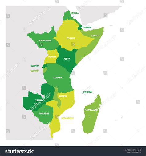 East Africa Region Map Countries Eastern Stock Vector (Royalty Free) 1373669240 | Shutterstock