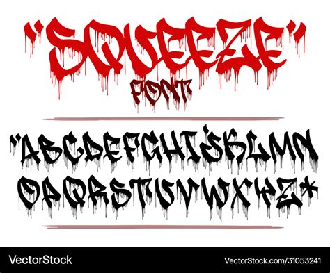 Squeeze marker font in graffiti style dripping Vector Image