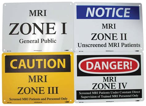 Set of 4 MRI Zone Signs MTM1160-01