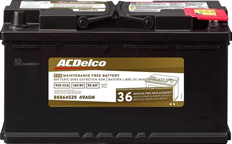 ACDelco AGM Automotive BCI Group 49 Battery, 12 Volts, 900 CCA, 160 RC, with 36 Month Warranty ...