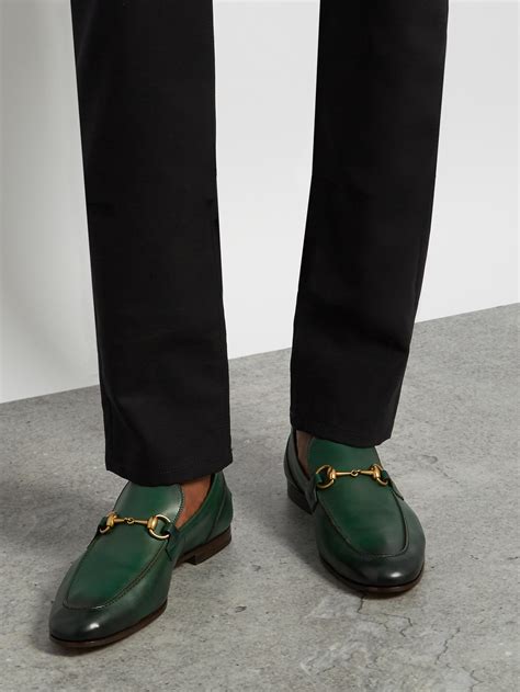 Gucci Jordaan Leather Loafers in Green for Men - Lyst