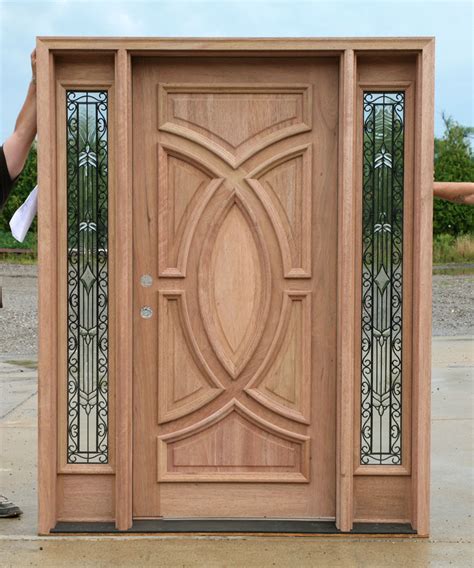 Exterior Wood Doors with Wrought Iron Glass Sidelights