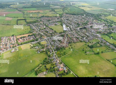 An aerial view of the Bedfordshire village of Potton Stock Photo ...