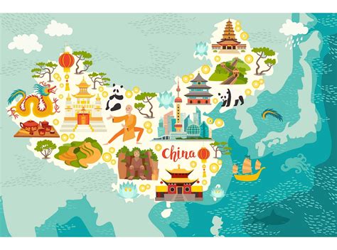 Illustrated map of China by coffeee_in on Dribbble