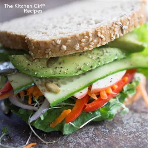 Vegan Veggie Sandwich: Vegetarian Sandwiches - The Kitchen Girl