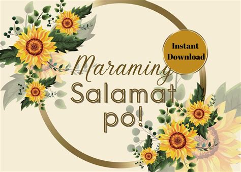 Maraming Salamat Po Instant Download Clip Art Thank You Card/ Pilipino ...