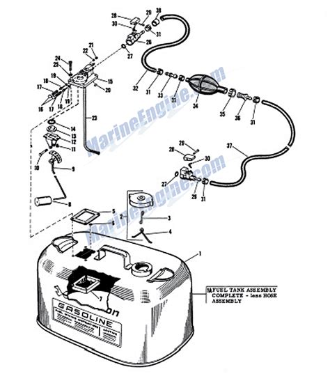 Johnson Fuel Tank Group Parts for 1960 10hp QD-21 Outboard Motor