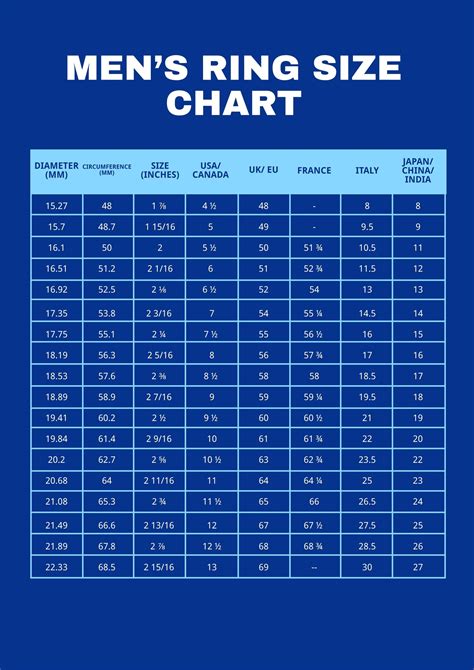 Mens Ring Size Chart Template in Illustrator, PDF - Download | Template.net