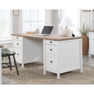 Wildon Home® Blagdon Executive Desk Wood in Brown / White | 29.764 H x ...