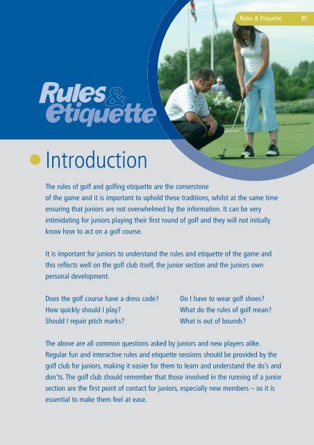 Junior Organisers Handbook: Rules & Etiquette - England Golf