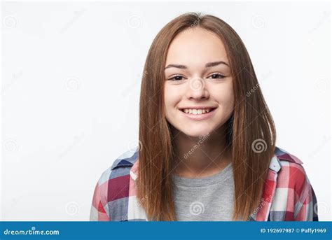 Closeup of Happy Smiling Teen Girl Looking at Camera Stock Image ...