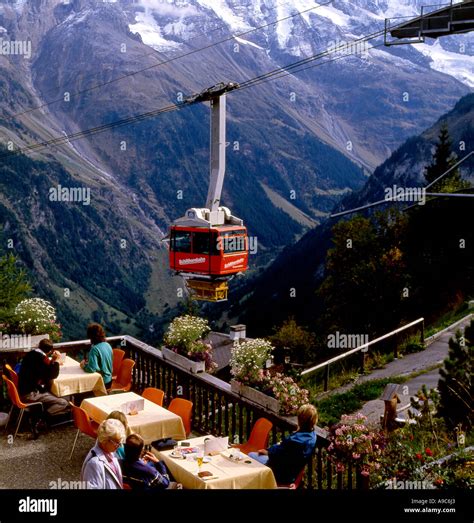 Schilthorn cable car for freight at Murren in Switzerland Stock Photo ...