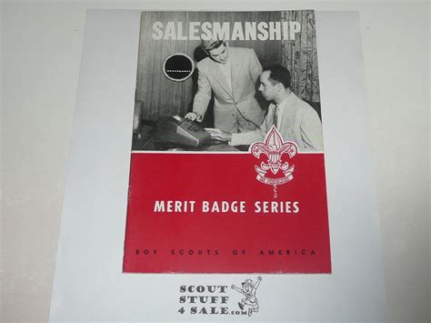 Salesmanship Merit Badge Pamphlet, Type 6, Picture Top Red Bottom Cover, 1-56 Printing