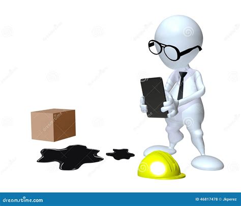 3d Man Inspecting Slip And Fall Workplace Accident Stock Illustration - Image: 46817478