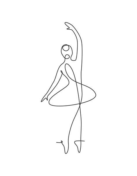 Single continuous line drawing pretty ballerina in ballet motion dance style. Beauty sexy dancer ...