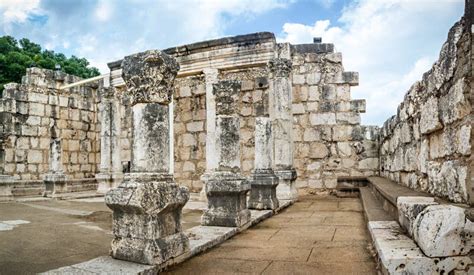 The Ruins of White Synagogue in Jesus Town of Capernaum, Israel Stock Photo - Image of faith ...