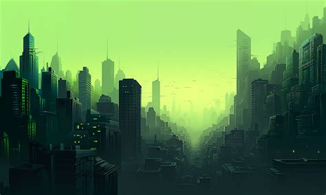 Green Cyber City Wallpaper, HD Artist 4K Wallpapers, Images and Background - Wallpapers Den