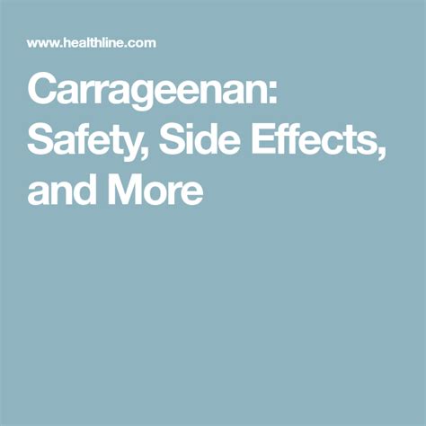 Carrageenan: Safety, Side Effects, and More | Carrageenan, Organic ...