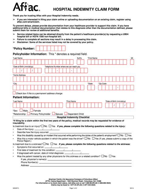 Aflac hospital indemnity claim form: Fill out & sign online | DocHub