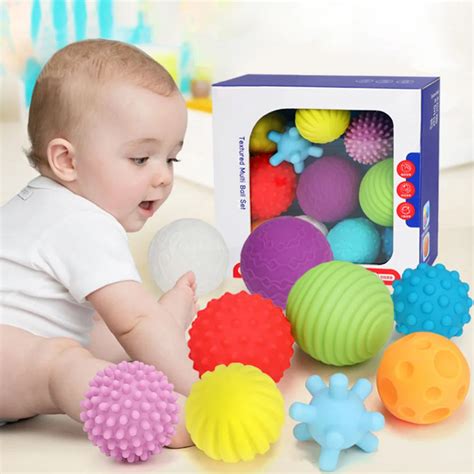 Baby Toys Textured Multi Ball Set Develop Baby's Tactile Senses Toy Hand Grasping Ball Soft Ball ...