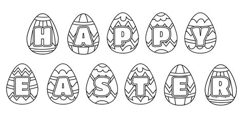 Happy Easter Banner To Color - 8 Free PDF Printables | Printablee