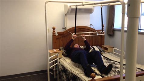 Friendly Beds Intro to Trapeze Bar - Elderly, Stroke, MS, MD, Parkinsons, Arthritis - YouTube