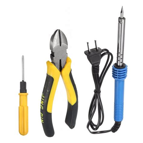 220V 40W DIY Adjustable Temperature Electric Heating Welding Soldering Iron Tool Set Pliers ...