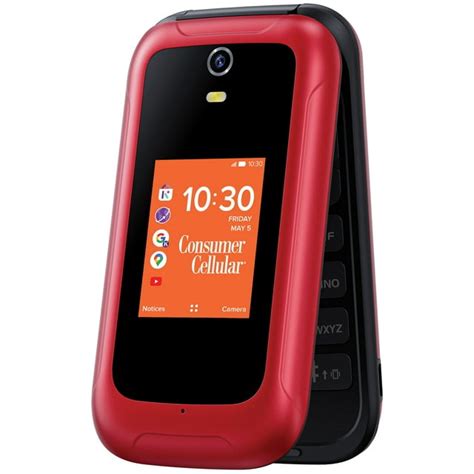 Consumer Cellular Iris Flip Phone, 8GB, Red with Camera - Walmart.com