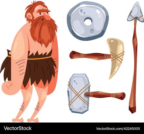 Clipart Caveman Using Tools