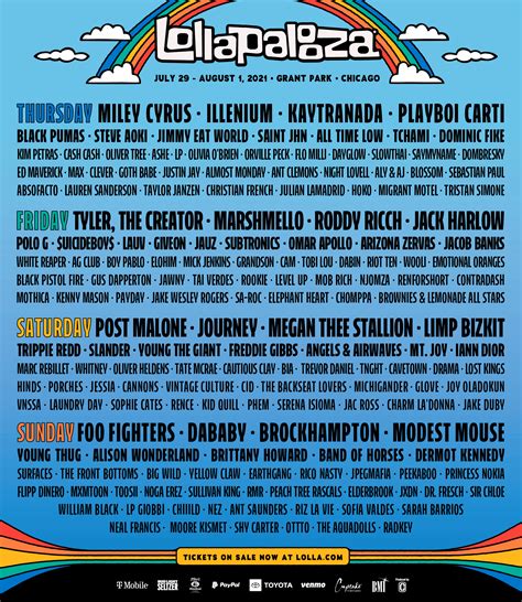 Lollapalooza – July 29-August 1, 2021 – Grant Park, Chicago