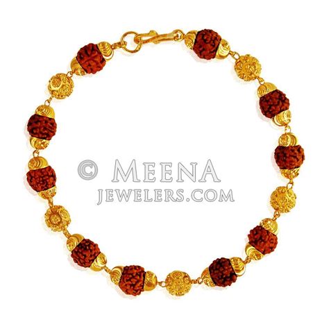 22K Gold Rudraksh Bracelet - BrMb20328 - 22kt Gold Bracelet for men's is designed with beaded ...