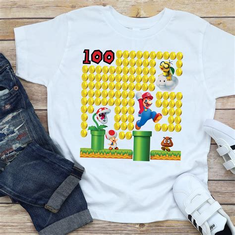 Mario 100 Days of School Shirt 100th Day of School Video - Etsy