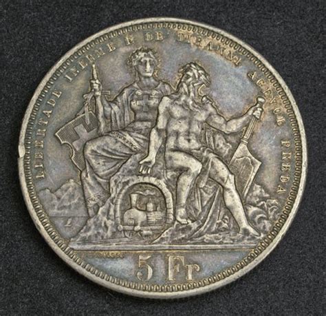 Switzerland coins, Silver 5 Swiss Francs - Lugano Shooting Thaler coin, dated 1883.|World ...