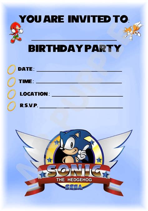 Buy Sonic The Hedgehog Birthday Party Invites - Portrait Design - Party Supplies / Accessories ...