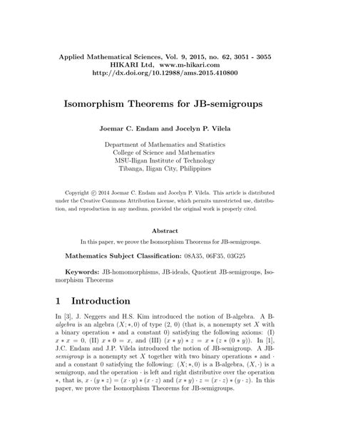 (PDF) Isomorphism theorems for JB-semigroups