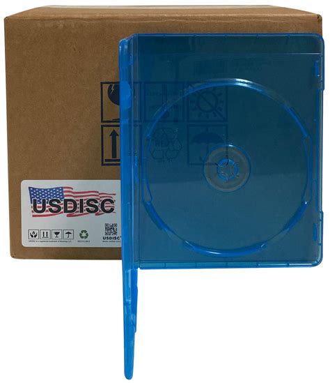 USDISC Blu-ray Cases Slimline 7mm, Single 1 Disc, Clear Blue