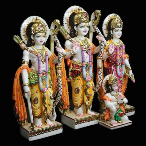 Hand Crafted Beautiful Ram Darbar Marble Statue Set UK from Shbuham Crafts