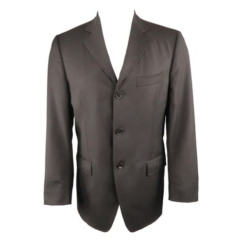 DOLCE and GABBANA 38 Short Black Diagonal Stripe Wool Notch Lapel Sport ...