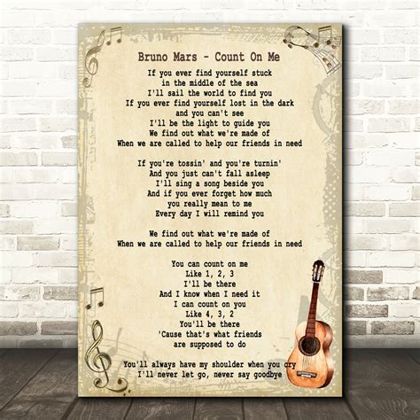 Bruno Mars Count On Me Song Lyric Vintage Quote Print - SongLyricPrints ...