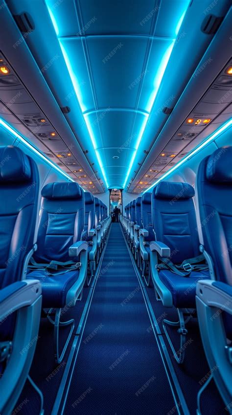 Premium AI Image | Passenger plane interior empty aircraft seats clean ...