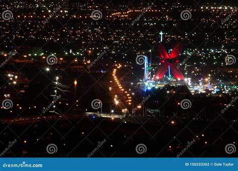 Night View of US/Mexico Border, El Paso TX/ Juarez Chihuahua Showing ...