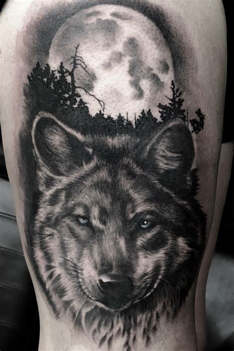 Pin on Tattoos | Wolf and moon tattoo, Wolf tattoos, Moon tattoo