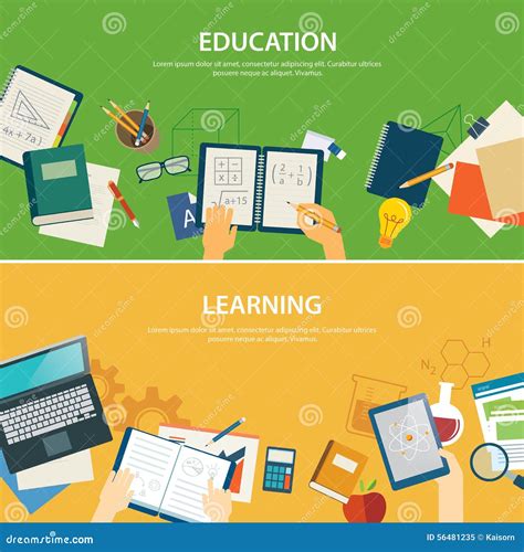 Education And Learning Banner Flat Design Template Stock Vector - Image: 56481235