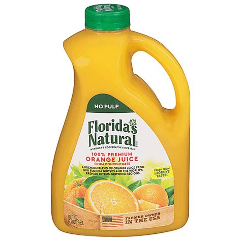 Florida's Natural Orange Juice, 100% Premium, No Pulp 89 fl oz | Orange ...