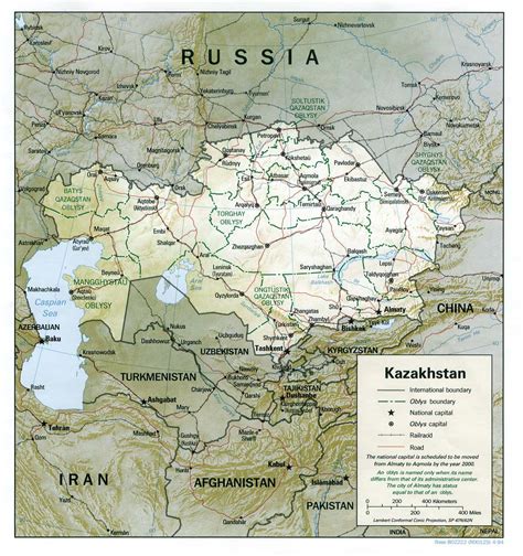 Detailed road and political map of Kazakhstan. Kazakhstan detailed road ...