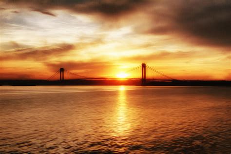 Verrazano Bridge at Sunset Painting by Klm Studioline - Fine Art America