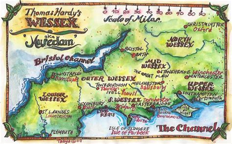 Map of Thomas Hardy's Wessex - Tanya March Illustrations | Tanya March Illustrations