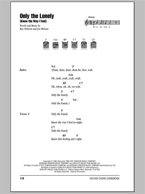 Only The Lonely (Know The Way I Feel) by Roy Orbison - Guitar Chords/Lyrics - Guitar Instructor